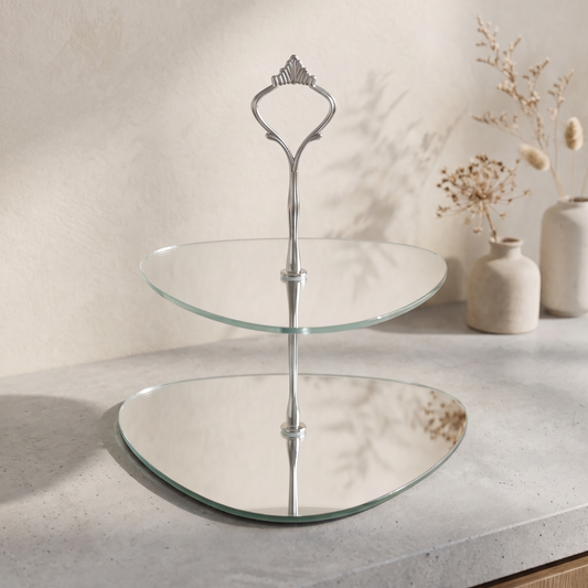 Two-Tier Pebble Stone Cake Stand for Dessert Display