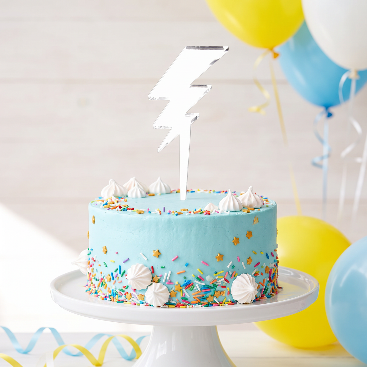 Lightning Bolt Acrylic Cake Topper for Birthday Party Decor