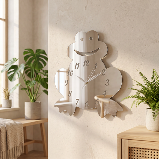 Frog Shaped Wall Clock for Kids Room