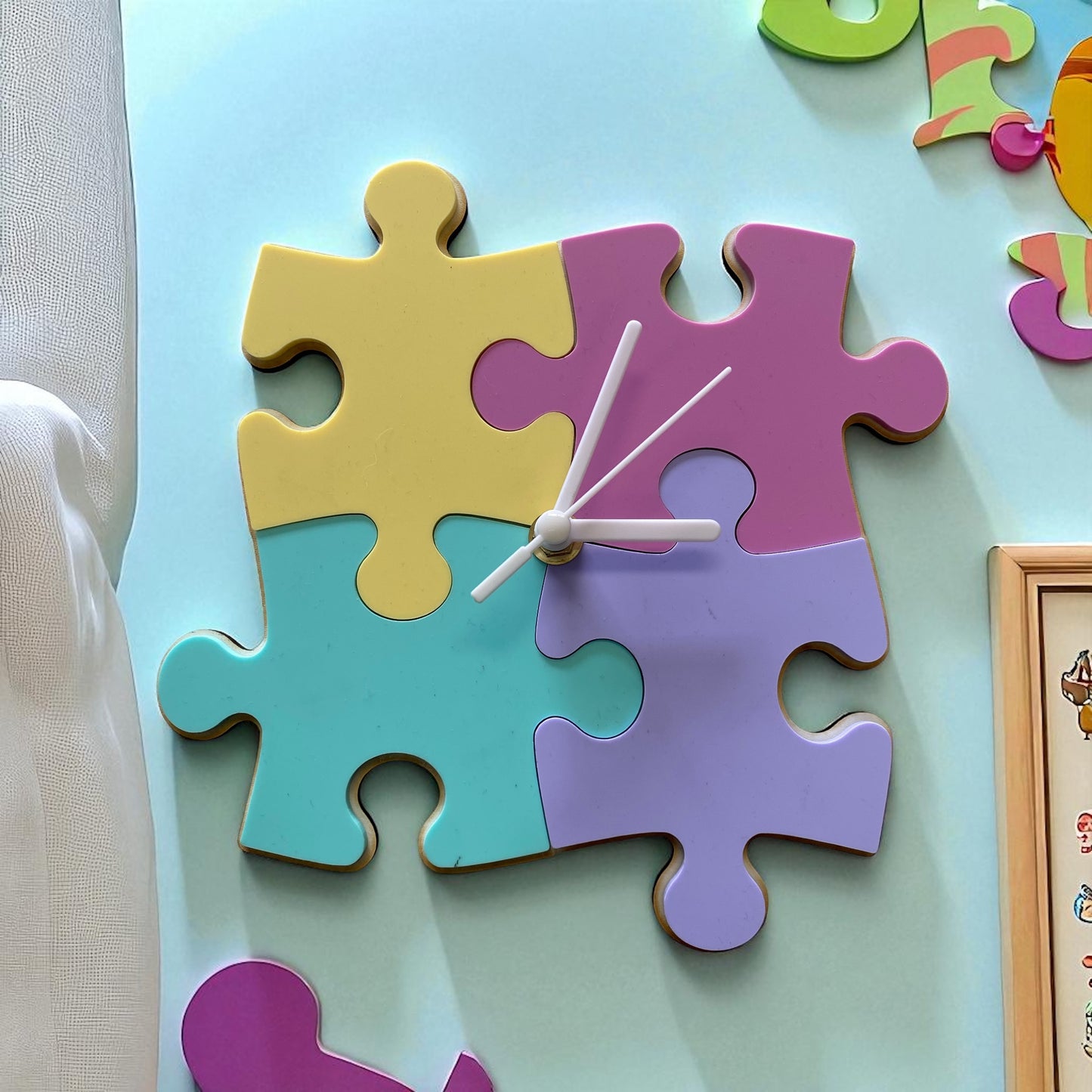 Jigsaw Shaped Colour Clocks