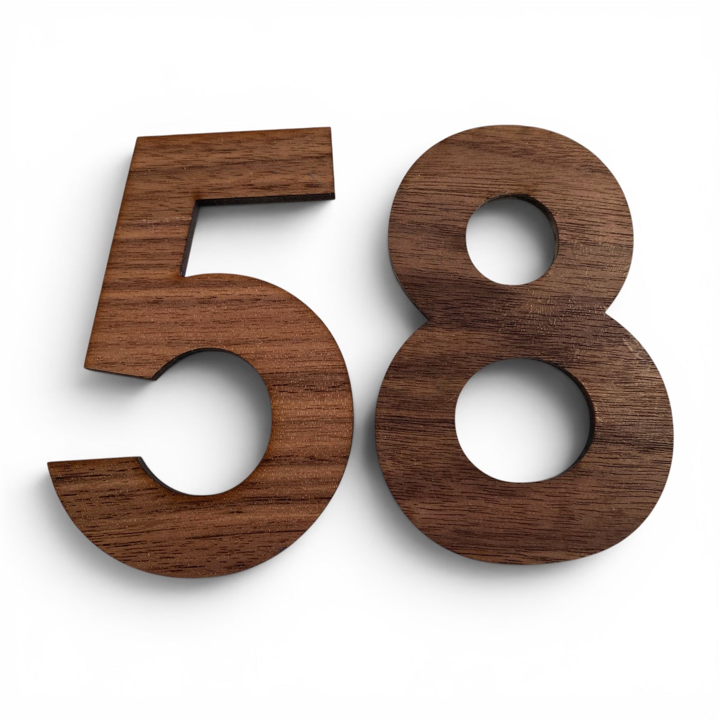 Wooden Floating House Letters & Numbers with fixings (Sold Per Digit) - Oak, Walnut or Cherry