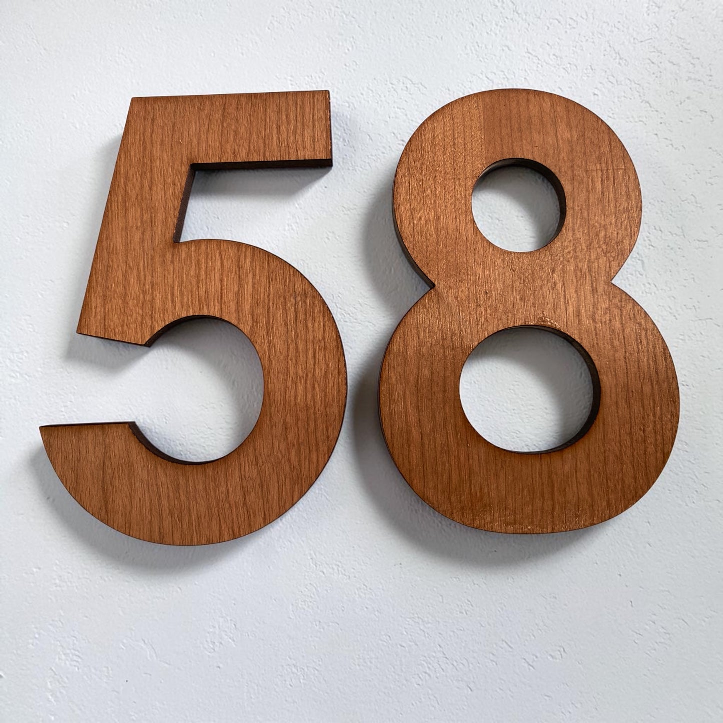 Wooden Floating House Letters & Numbers with fixings (Sold Per Digit) - Oak, Walnut or Cherry