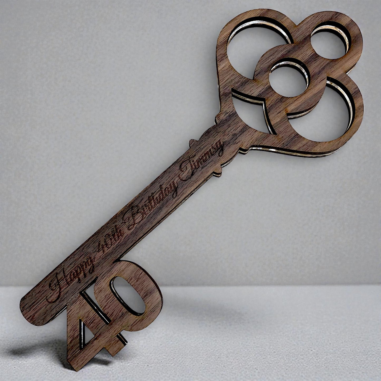 Custom Age Wooden 3d Key, Personalised Birthday Gift