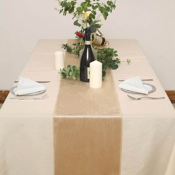 Champagne Gold Premium Velvet Satin Table Runner