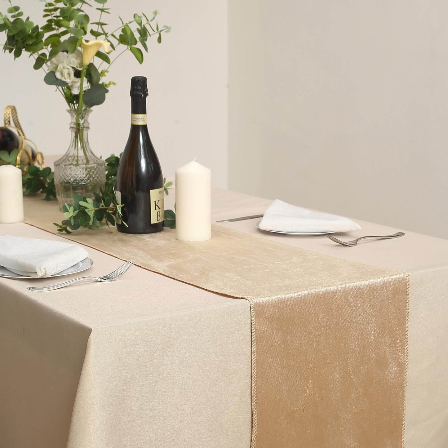 Champagne Gold Premium Velvet Satin Table Runner