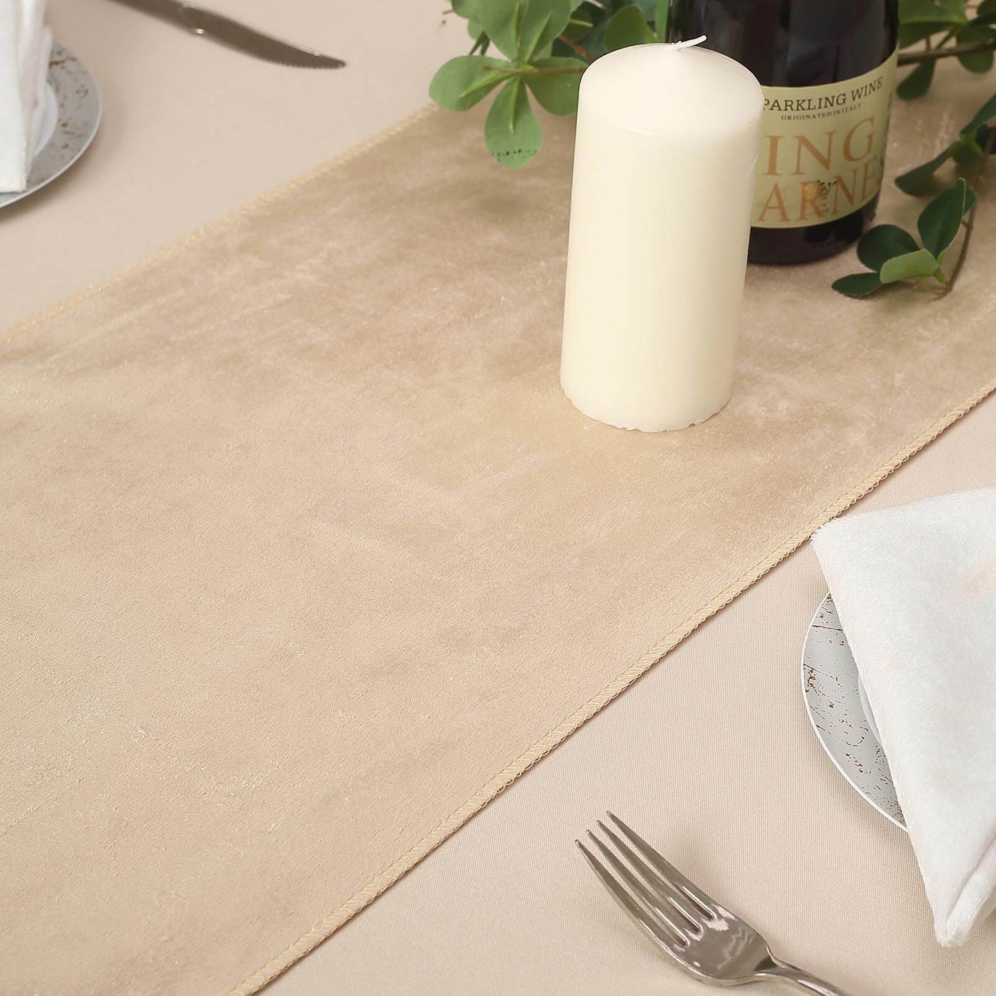 Champagne Gold Premium Velvet Satin Table Runner