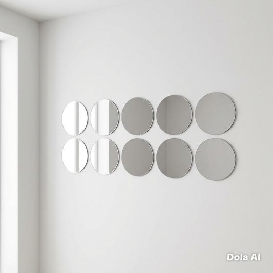 Circle Mirror Tiles, Custom Colours, Sizes - Pack of 10