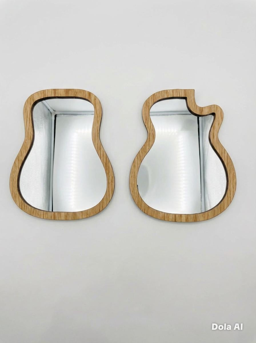 Wood Framed Guitar Shaped Mirrors