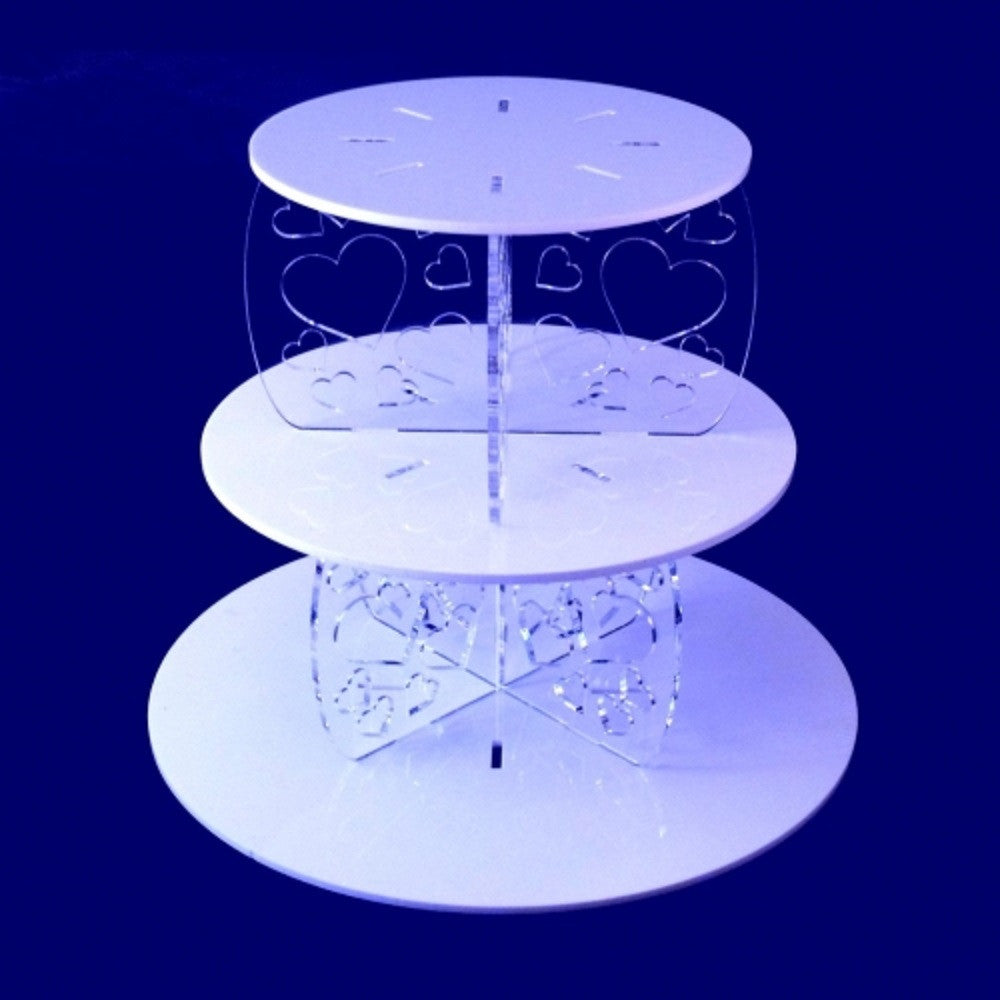 Three Tier Heart Design Round Cake Stand