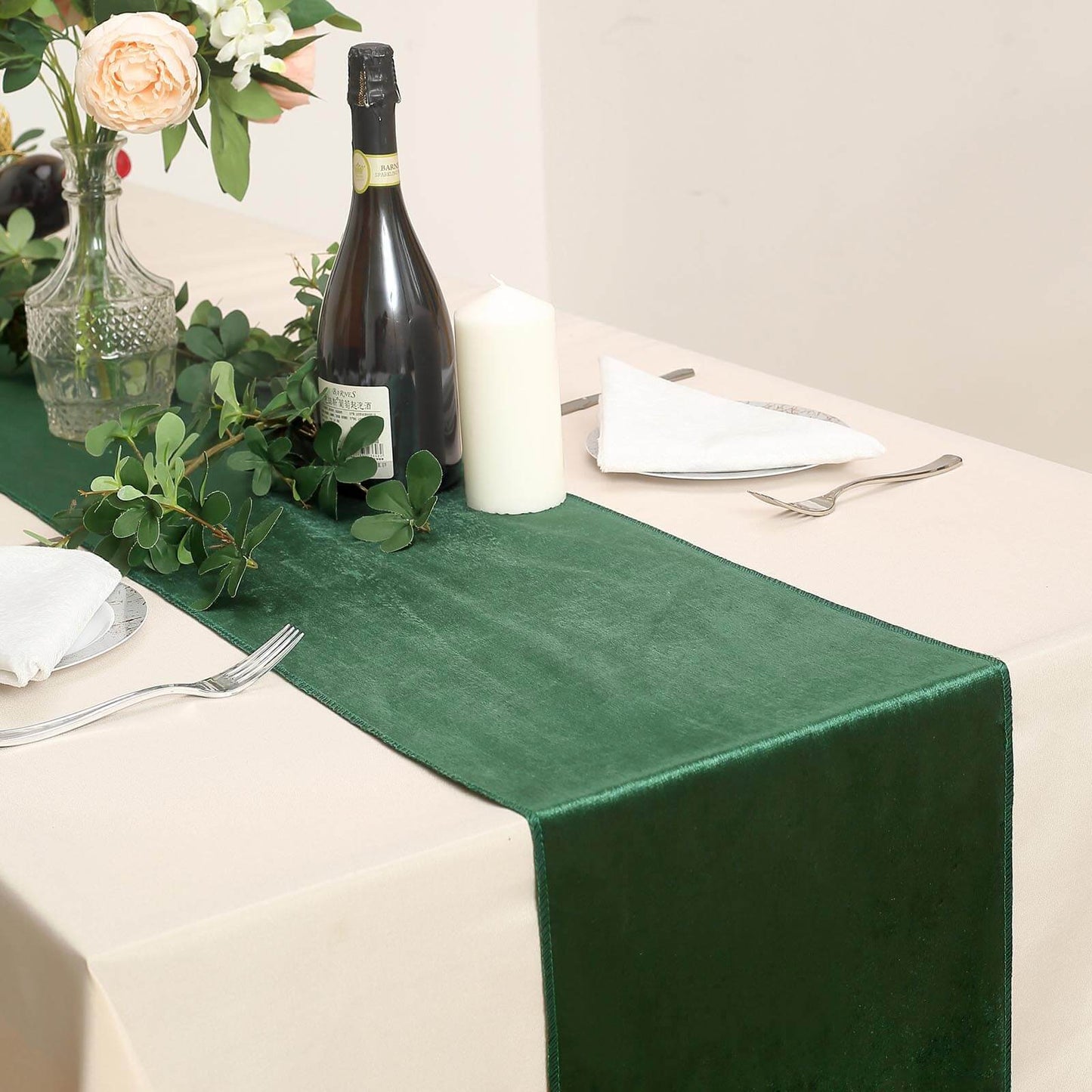 Hunter Green Premium Velvet Satin Table Runner