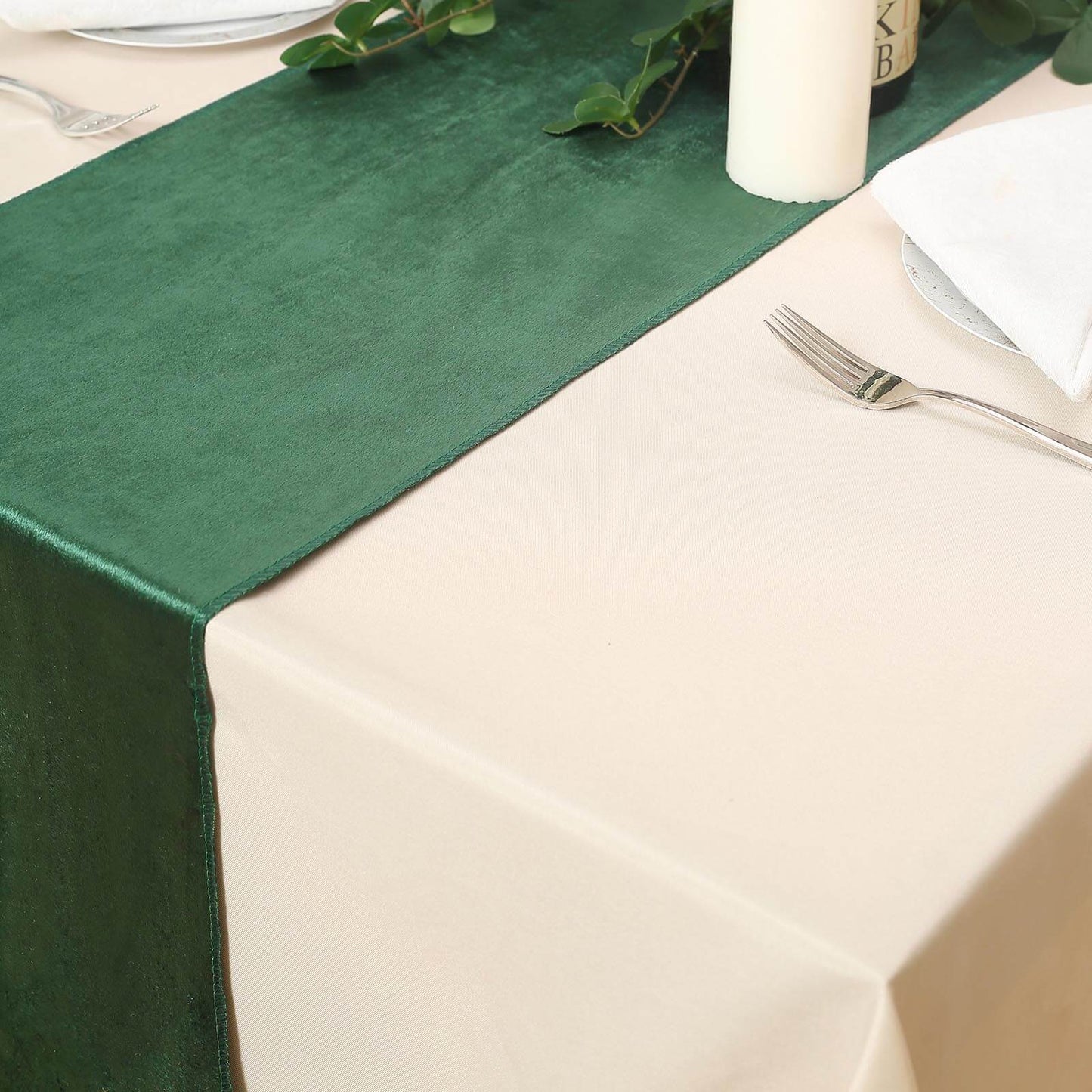 Hunter Green Premium Velvet Satin Table Runner