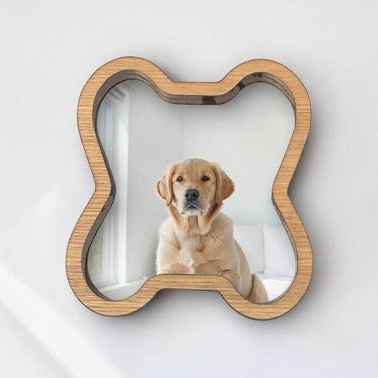 Wood Framed Dog Bone Shaped Mirror