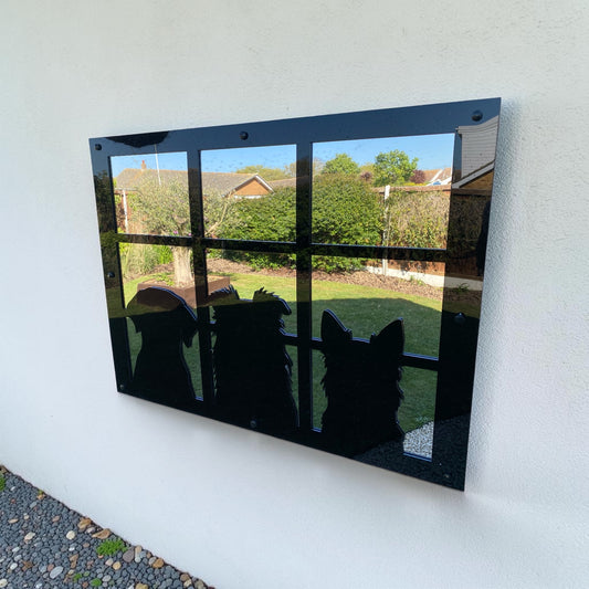 Custom Dog or Cat Silhouette Garden Mirrors Bespoke Pet Memorial Garden Decor