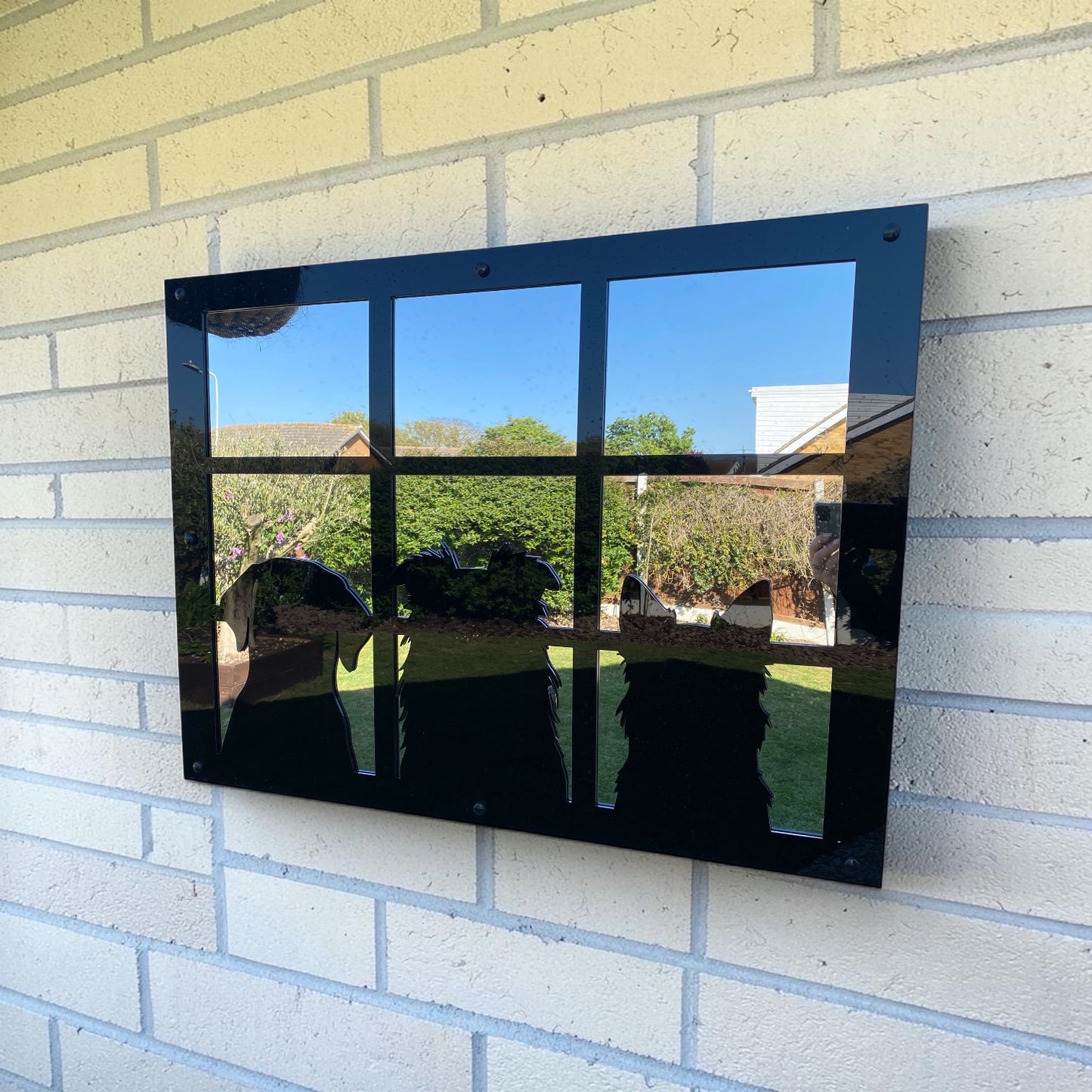 Custom Dog or Cat Silhouette Garden Mirrors Bespoke Pet Memorial Garden Decor