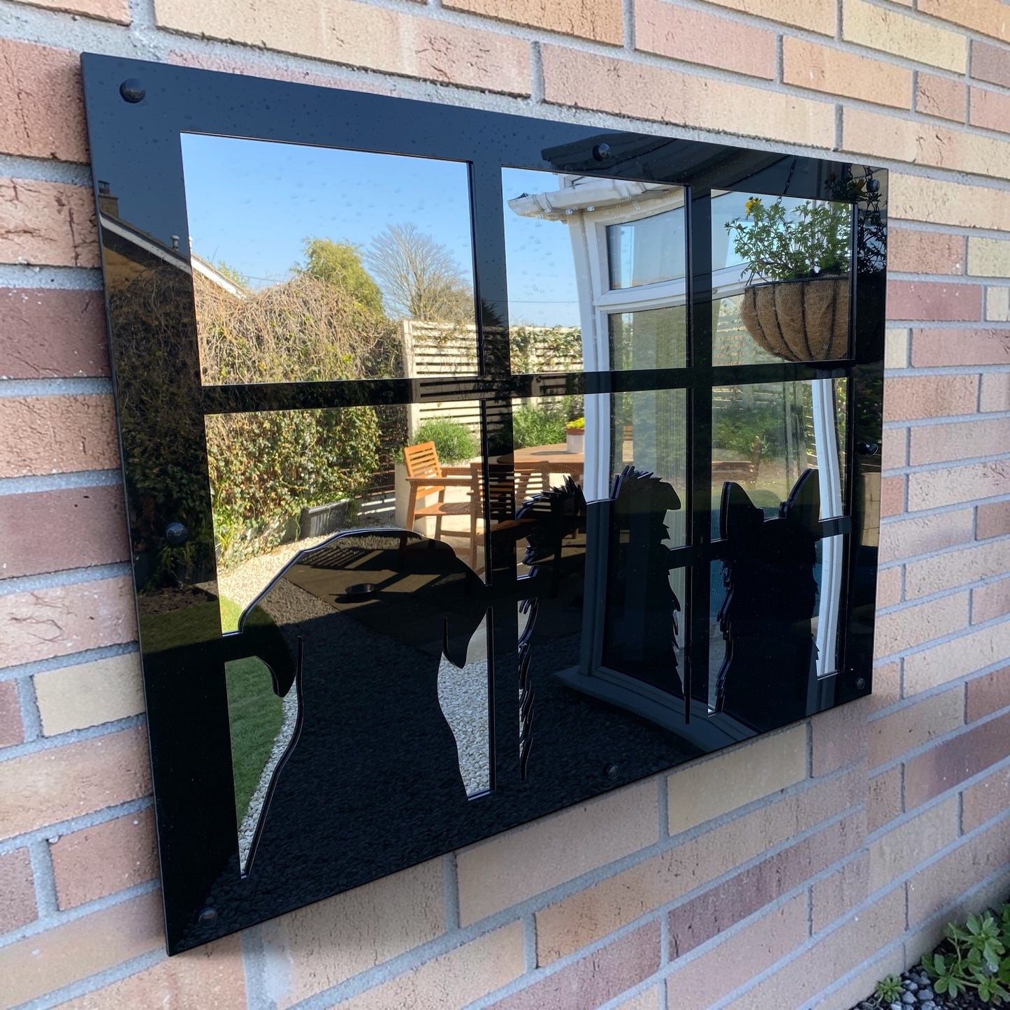 Custom Dog or Cat Silhouette Garden Mirrors Bespoke Pet Memorial Garden Decor