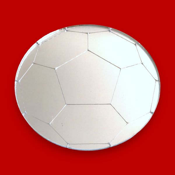 Football Shaped Acrylic Mirrors, Bespoke Sizes, Engraving Services & Colours