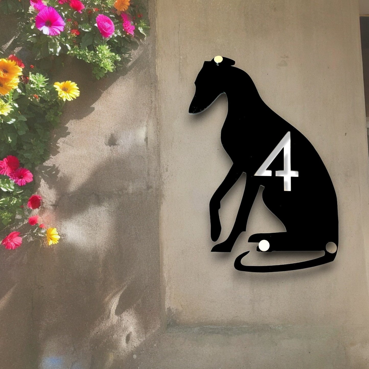 Greyhound House Number Sign - Gloss