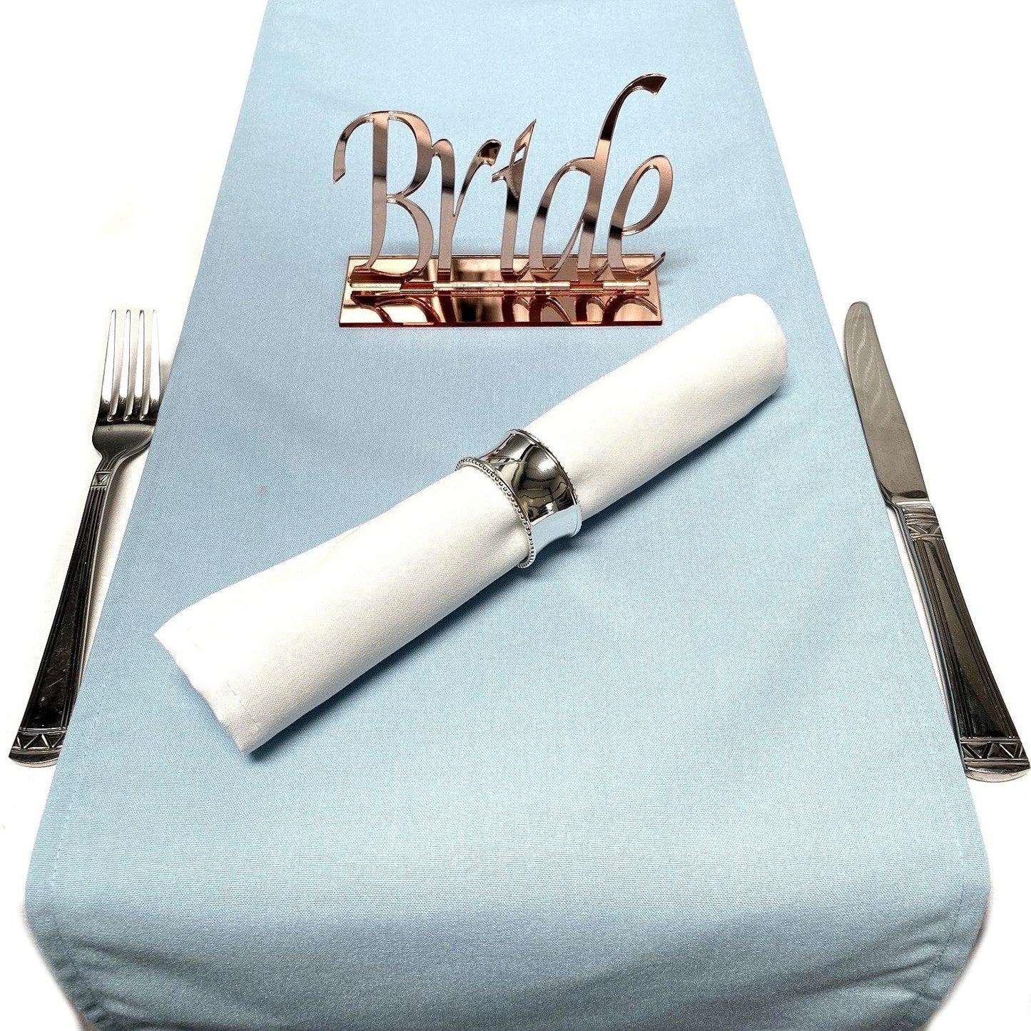 Light Blue Soft Cotton Linen Feel Table Runners