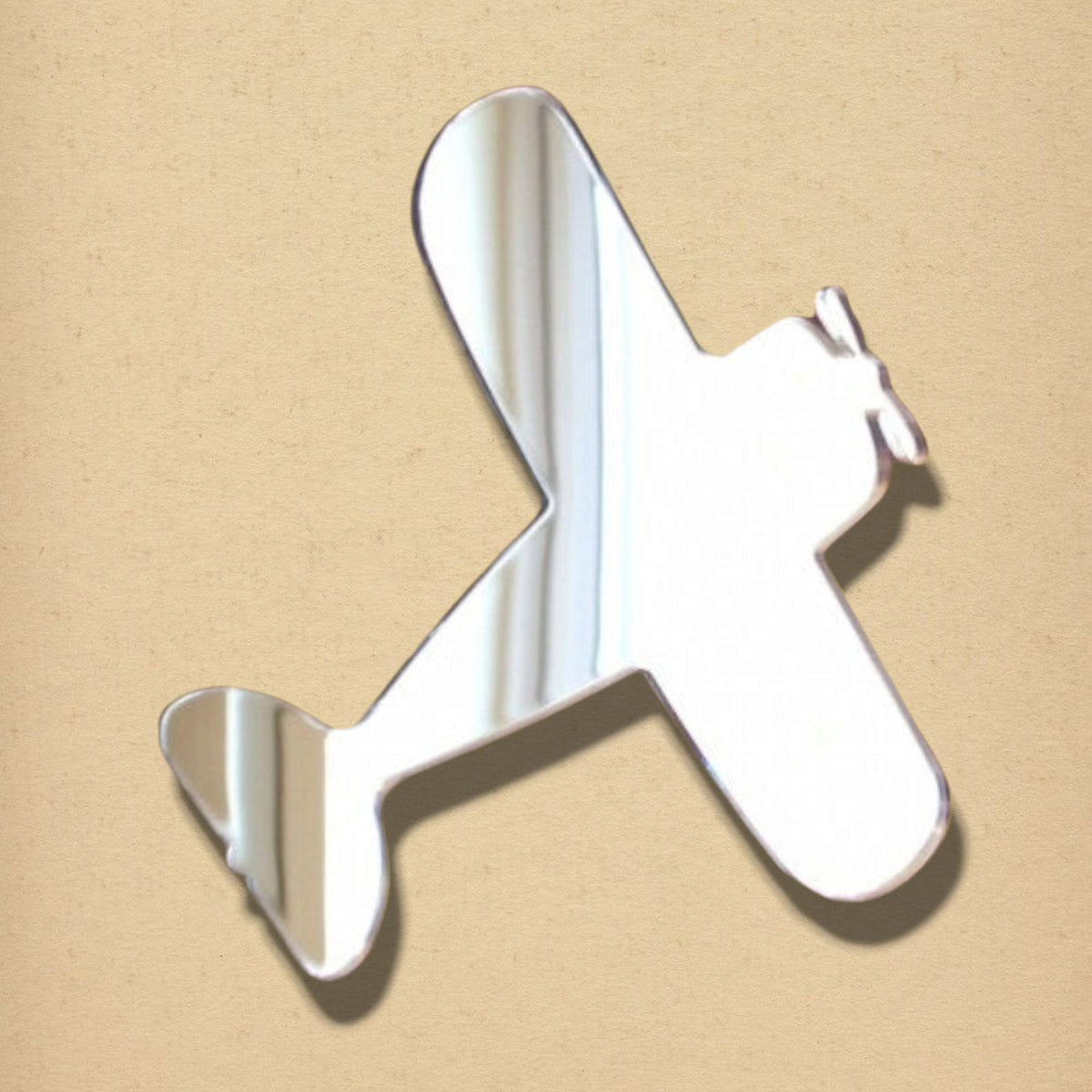 Bi-Plane Mirror in the shape of a silver bi-plane.