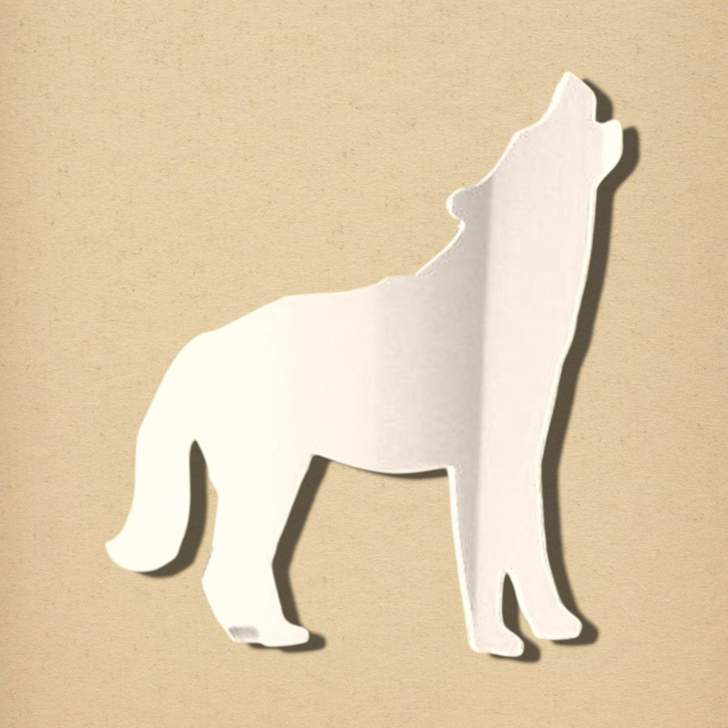 German Shepherd-shaped mirror in reflective silver, depicting a standing dog howling.