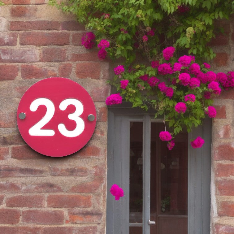 Round Number House Signs - Many Colours & Sizes