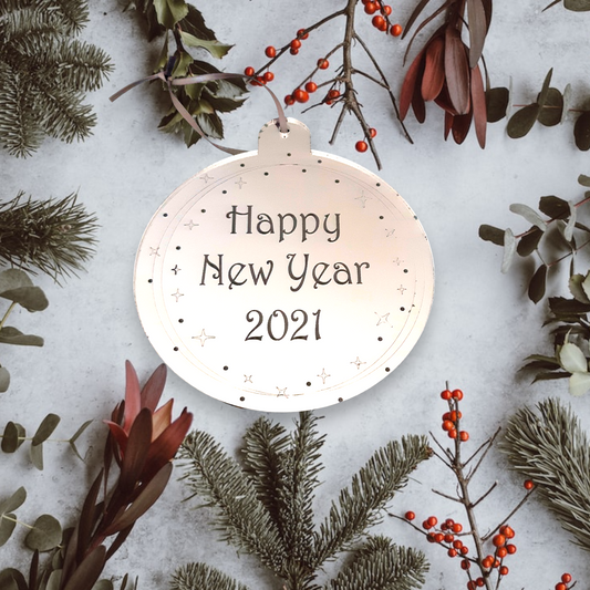 Boule de Noël gravée « Bonne Année » personnalisée, plusieurs couleurs disponibles