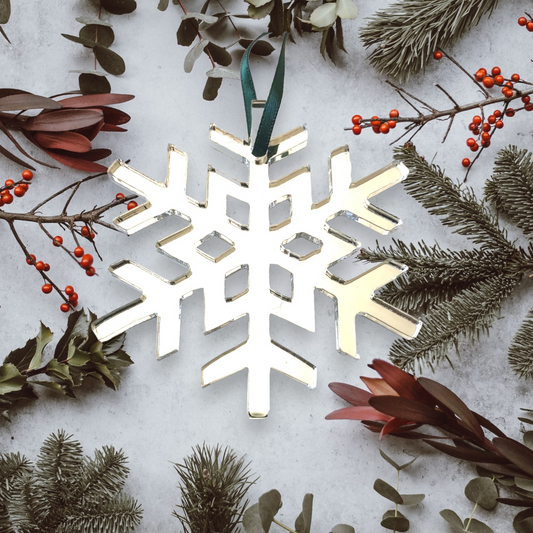 Crystal Snowflake Christmas Tree Decorations Packs of Ten, Many Colour Choices