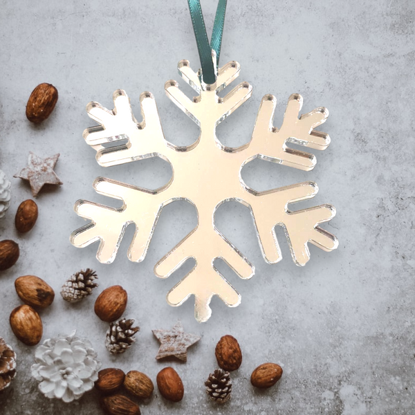 Icy Snowflake Christmas Tree Decorations Many Colours, Packs of 10