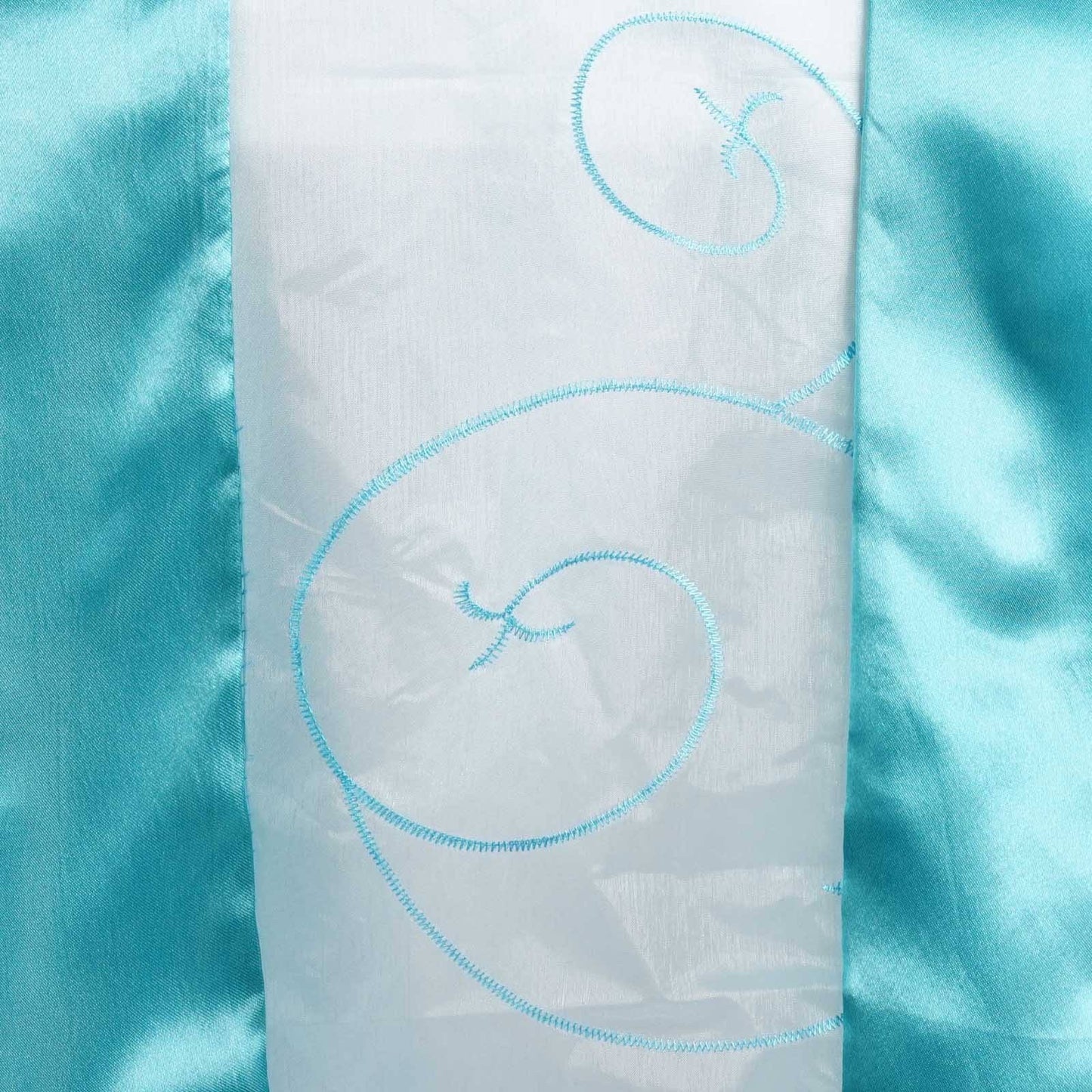 Turquoise Embroidered Sheer Organza Satin Table Runner