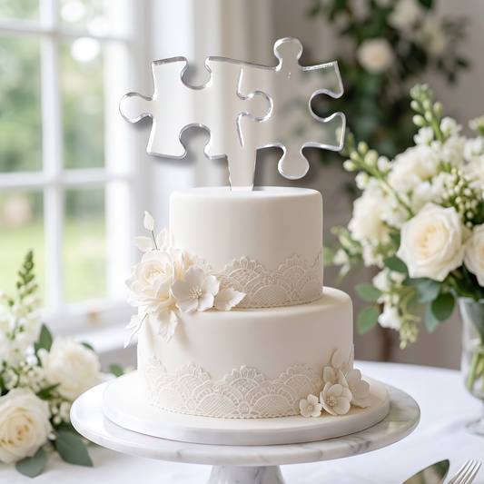 Jigsaw Puzzle Piece Cake Toppers for Birthdays and Weddings