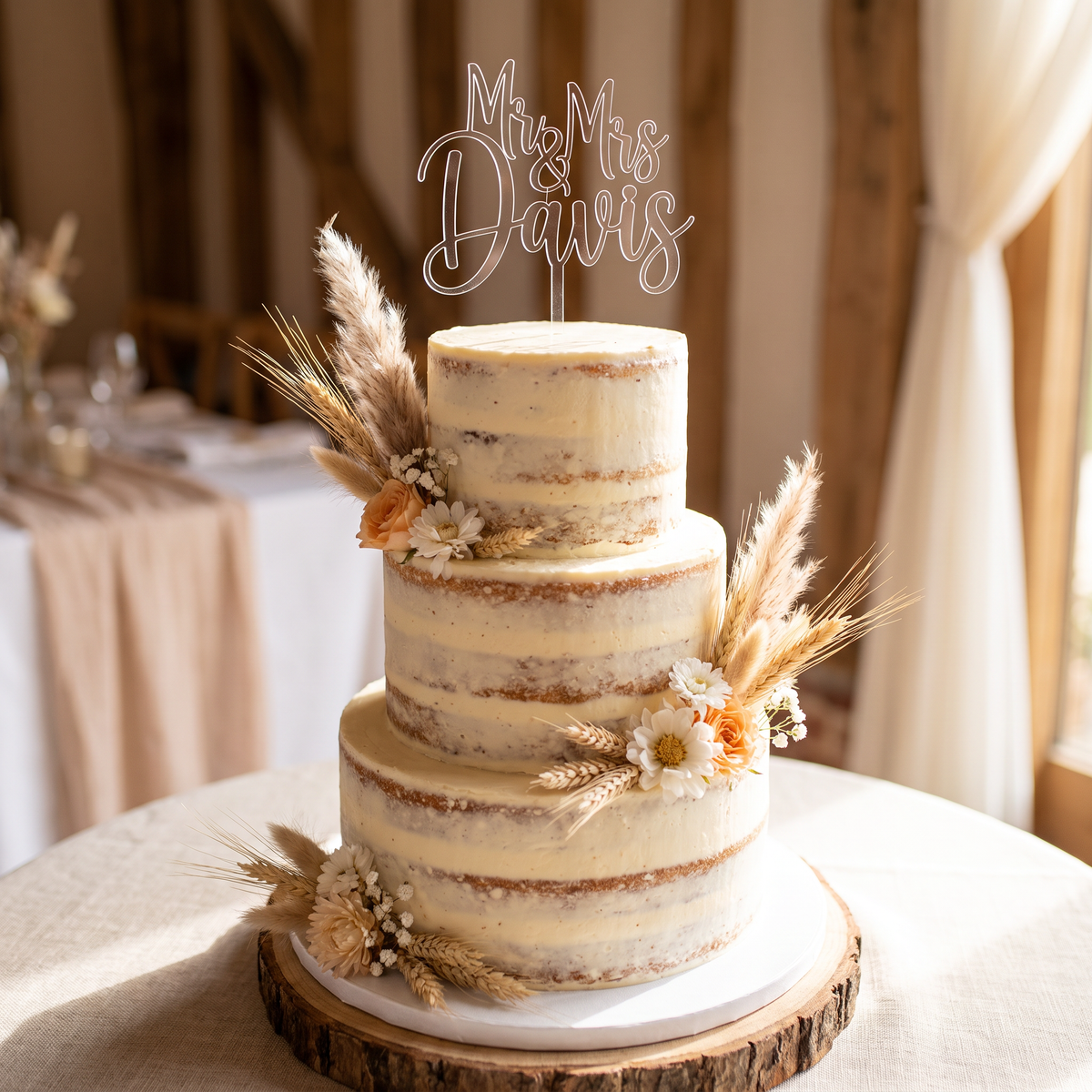 Custom Acrylic Mr and Mrs Surname Wedding Cake Topper