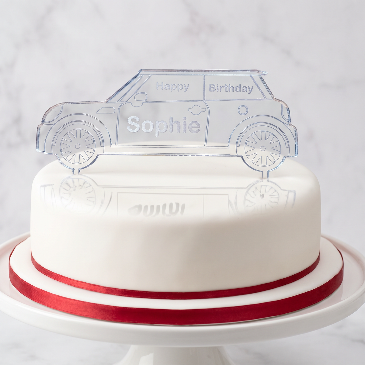 Custom Small Car Cake Topper, Engraved Acrylic Personalized Decor