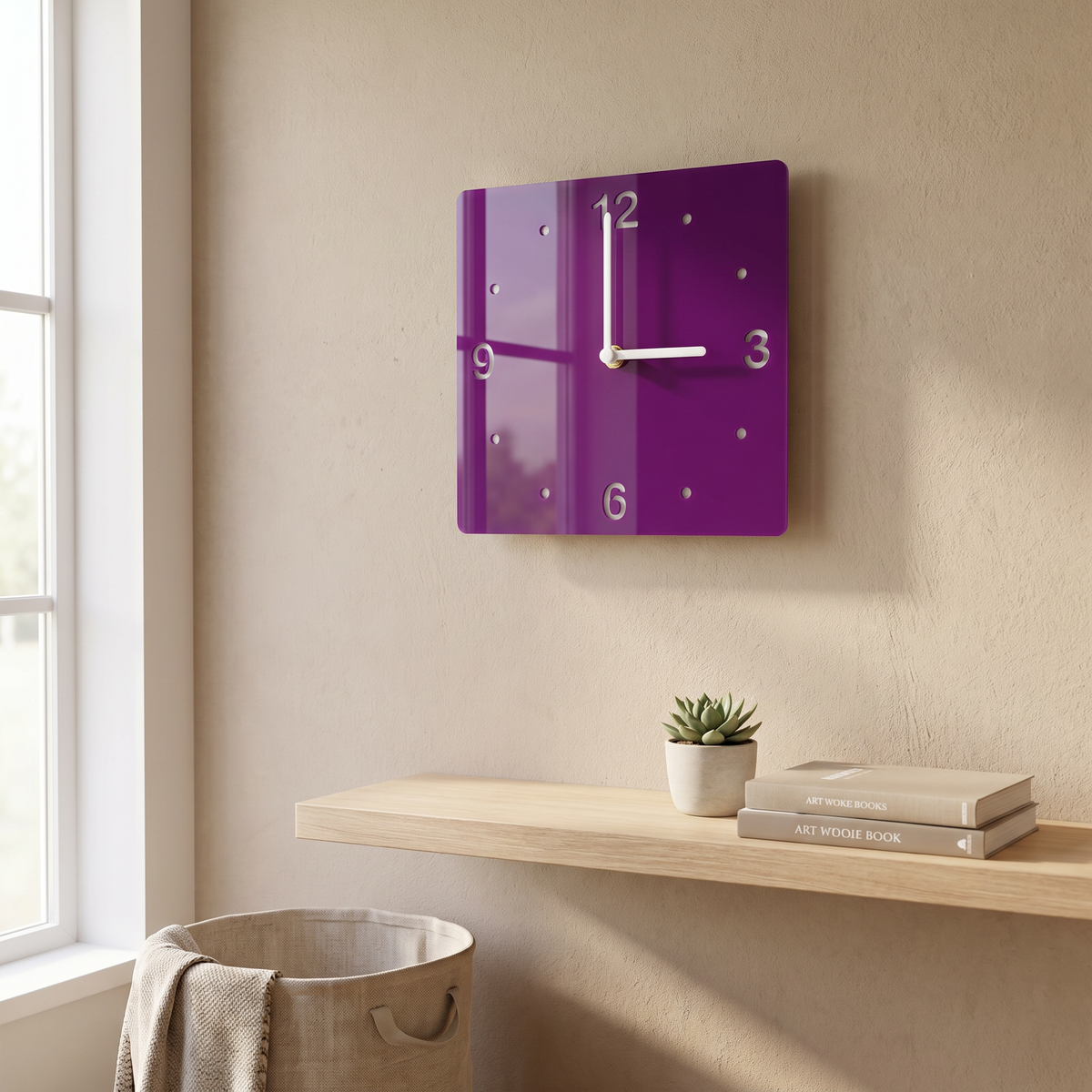 Square Numbered Two-Tone Wall Clock, Multiple Color Options