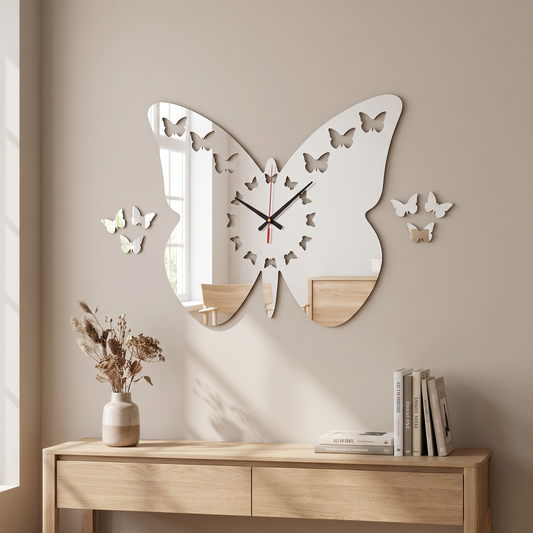 Butterfly Shaped Analog Wall Clock, Decorative Modern Home Decor