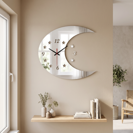 Half Moon Wall Clock - Modern Minimalist Decorative Timepiece