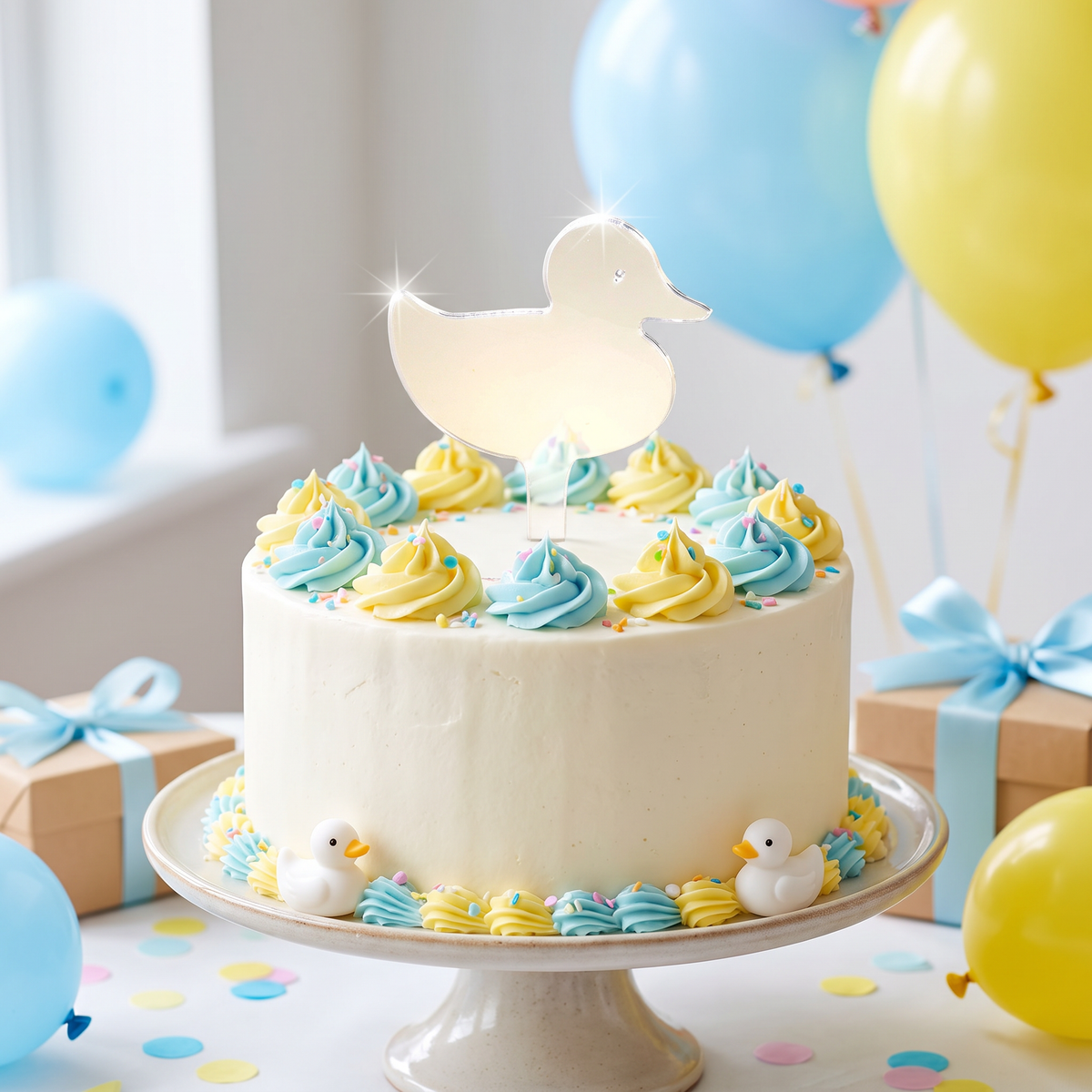Rubber Duck Cake Toppers for Birthday Cupcakes and Party Decor