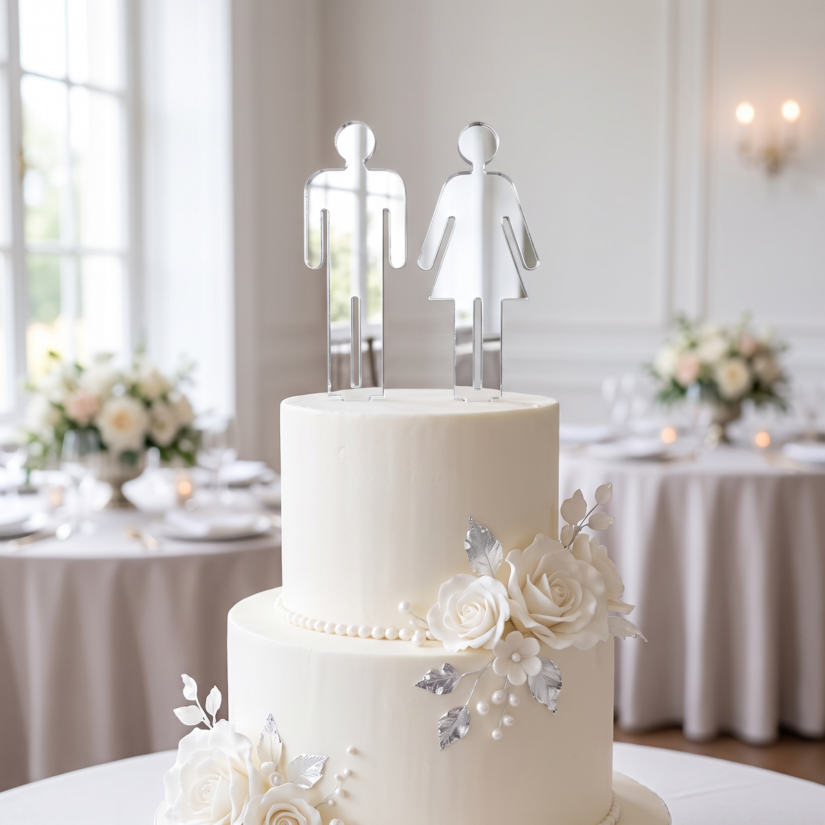Male and Female Silhouette Cake Topper for Wedding Decor