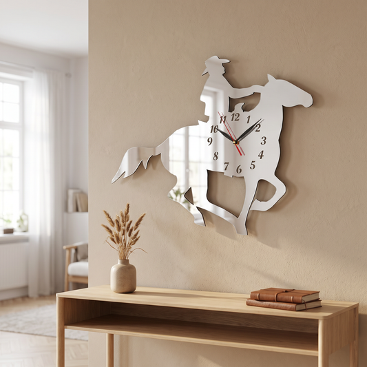 Cowboy Riding Silhouette Wall Clock