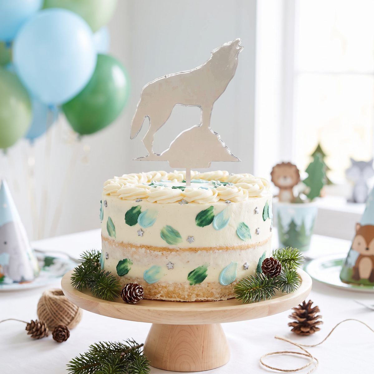 Wolf Cake Toppers for Animal Themed Birthday Party Decorations