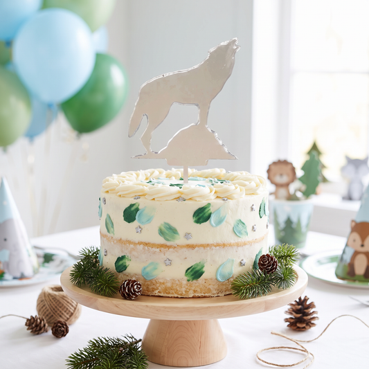Wolf Cake Toppers for Animal Themed Birthday Party Decorations