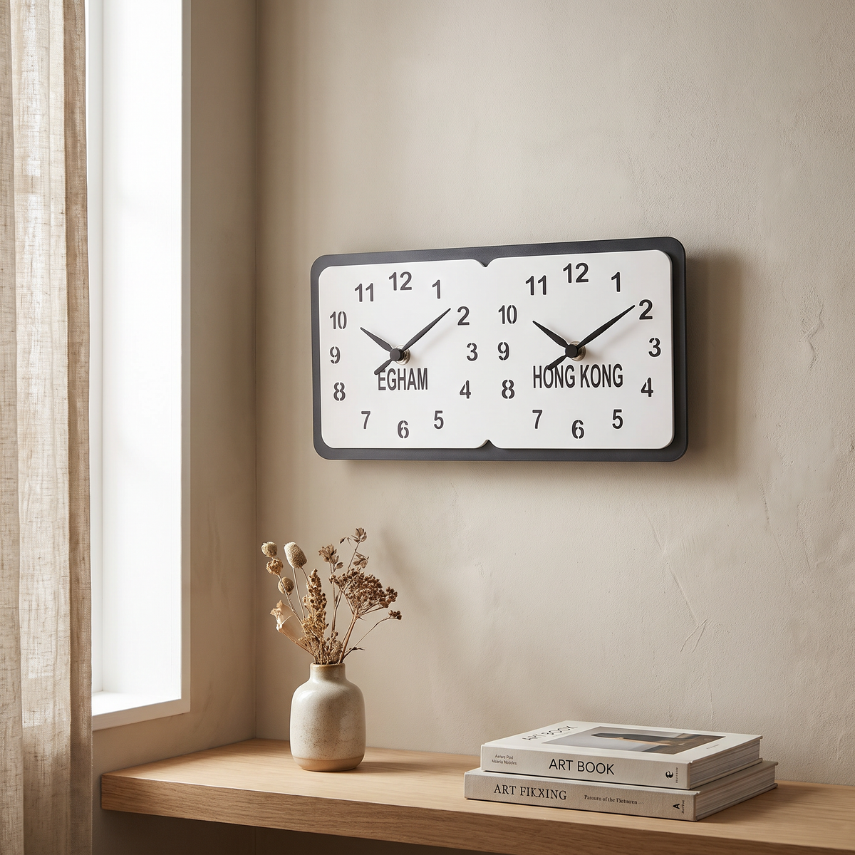 Custom Two Time Zone Acrylic Desk or Wall Clock