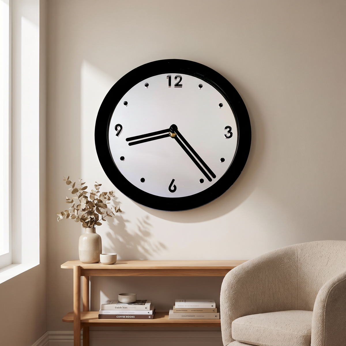 Custom Two-Tone Round Mirrored Wall Clock with Silent Movement