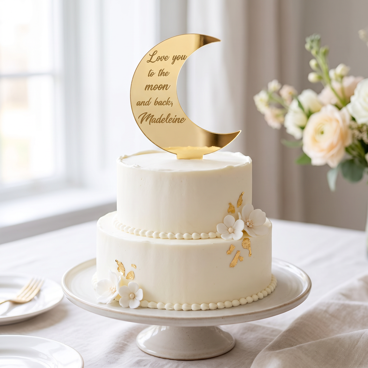 Moon Cake Topper for Weddings and Celestial Themed Events