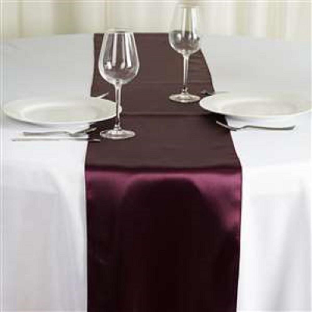 Aubergine Purple Satin Table Runner