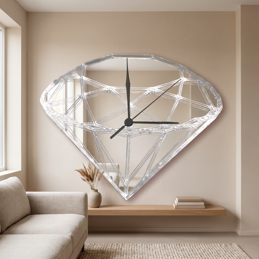 Diamond Cut Geometric Wall Clock - Multiple Colors Available