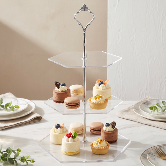 3-Tier Hexagon Cake Stand for Wedding and Party Dessert Displays
