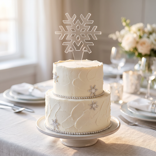 Snowflake Cake Toppers for Winter Wedding and Birthday Parties