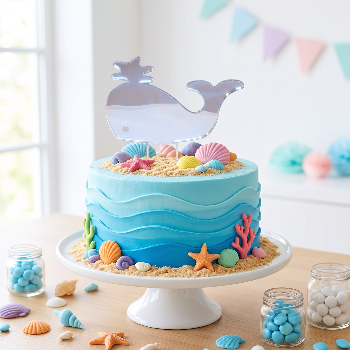 Whale Cake Toppers for Cupcakes, Bespoke Decorative Party Picks
