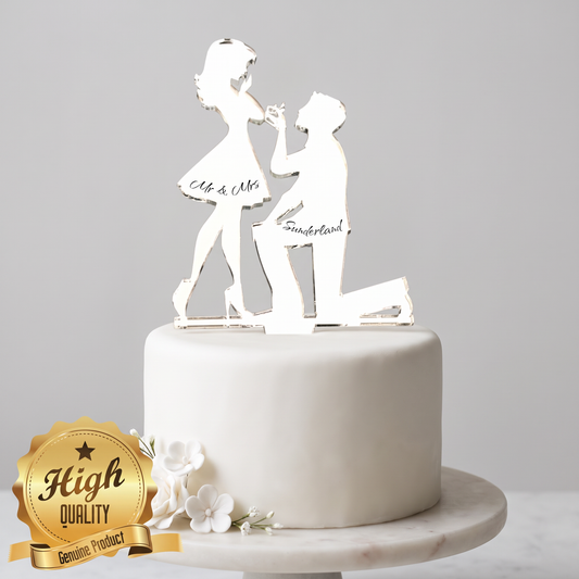 Engagement Fiance and Fiancee Acrylic Cake Topper Set