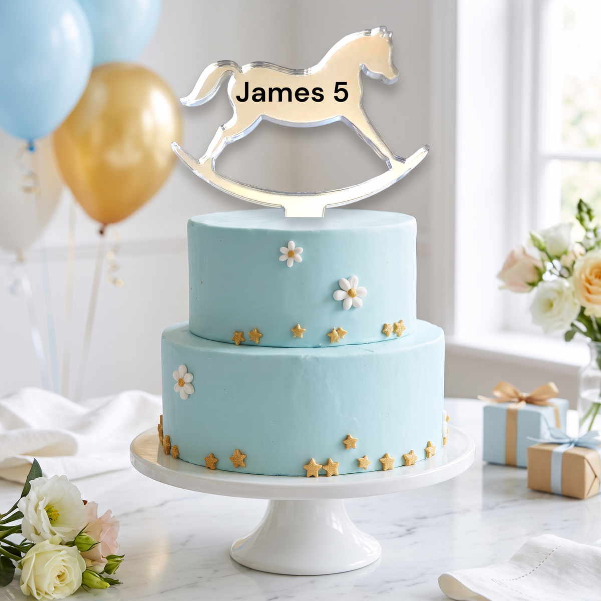 Bespoke Rocking Horse Cake Topper for Baby Shower and Birthdays